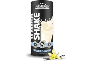 ‎LAYENBERGER Layenberger 3K Protein Shake - 79% Eiweiß und nur 4,1% Kohlenhydrate bei 7,2 g Zucker, (1x 360 g) - Vanille-Sahne