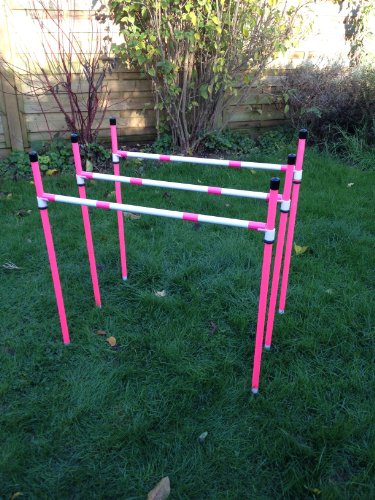 pink-dog-agility-weave-poles-which-convert-to-3-dog-agility-training-jumps-due-to-amazons-new-postage-policy-we-can-only-post-this-item-to-mainland-uk-England-Wales-and-Scotland-only