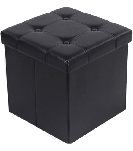 Pouf De Rangement Carré Pliable 38x38x38 Cm Avec Couvercle - Tabouret Et Coffre Multifonction Pour Salon