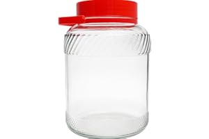 isigno Bote de Cristal Grande con Asa de 5 Litros con Doble Tapa Garrafa de Vidrio de 5 Litros con Asa Perfecto para Alimentos Humedos y Secos Encurtidos Artículos Bidón de Vidrio Resistente