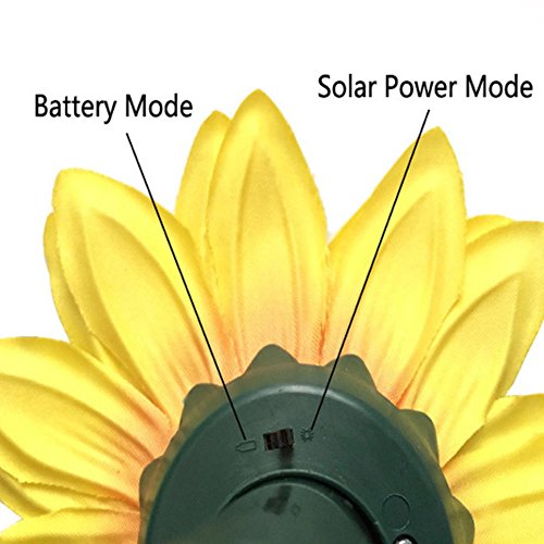 Kungfu Mall Solar Power Künstliche Sonnenblume Kolibri Rotation Flatternde Vogel Garten Dekoration - 3