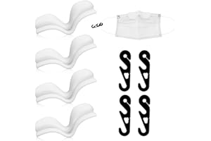 BEIIEB 8 pcs mask nose bridge clip set, 4 white nose bridge clips and 4 black mask hooks to prevent glasses from fogging and steaming, suitable for mask nose bridge clips