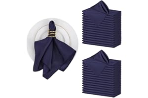 Danlink 30 Servilletas de Tela de Damasco, Color Azul Marino, 43 x 43 cm, Servilletas de Tela de Satén, Suaves, Servilletas Plegables para Decoración de Mesa, Cumpleaños, Fiestas, Bodas, Etc