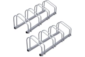 Fiqops Support de vélo pour 4 vélos, 2 supports de vélo sur le sol, support pour suspension de vélo, support de vélo en métal, support de sol, support d'extérieur pour VTT