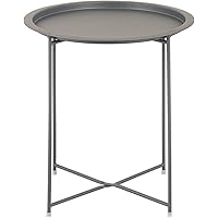 Beistelltisch Gartentisch Balkon Tisch Terassentisch rund Alberta Metall wetterfest zusammenklappbar Farbe dunkelgrau…