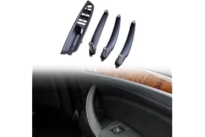 MKptopia Lot de 4 poignées de porte intérieure en ABS pour voiture, panneau intérieur, couvercle pour tirer, accoudoir compatible avec B-MW E70 E71 E72 X5 X6 2007-2014 - Noir