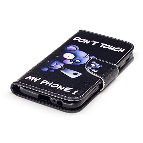 Galaxy A5 2017 Hülle,Galaxy A5 2017 Schutzhülle,Ukayfe Handy hülle / Tasche / Cover / Case für Samsung Galaxy A5 2017 Drucken Niedlich Bär Muster PU Leder Flip Cover Leder Hülle Kunstleder Folio Schutzhülle Wallet Tasche Etui im Brieftasche Standfunktion Kredit Kartenfächer für Samsung Galaxy A5 2017 – Don’t Touch My Phone - 4