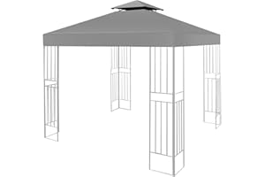 SUPBIKY Ersatzdach Pavillon 3x3m Wasserdicht stabil Winterfest 160g/m² Grau,Doppeldach Gartenpavillon Pavillondach Faltpavillon Sturmfest Partyzelt Ersatzbezug,Top Abdeckung zweistufiges Baldachin