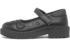 Walkright Lucia Girls Black Heart School Shoe