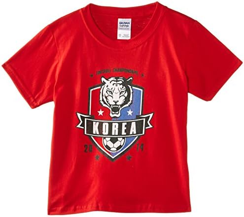 Football Fan Boys Korea Republic Shield Kids Short Sleeve T-Shirt, Red, 9-11 Years