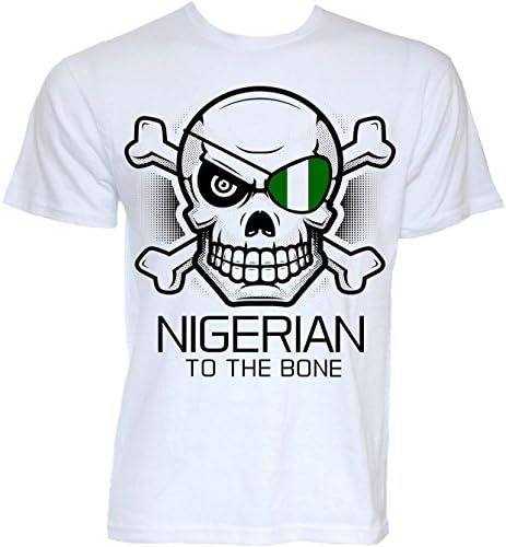 Beat Tees Clothing Mens Funny Novelty Nigerian To The Bone Joke Nigeria Flag Slogan Gifts T-shirts (LARGE)