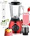 Produktbild 800 Watt Edelstahl Standmixer mit Glas-Behälter 1,5 Liter und Kaffeemühle, BPA-Free, Smoothie Maker Rot