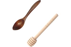 YOUZMY 2 Piezas de Agitadores de Miel,Cucharas de Miel, Cucharas de Miel de Madera,Agitadores de Miel para Levantar Miel,Palitos de Miel en Espiral de Miel,agitadores de Palitos de Miel (Marrón(1+1))