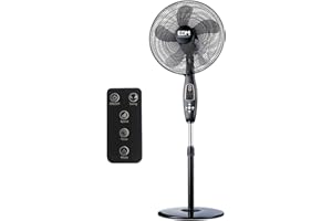 EDM 33967 Ventilador de Pie con Base Circular 45W, Negro, 40x110-130 cm