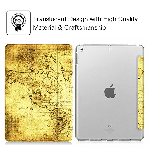Fintie iPad 9.7 Zoll 2017 Hülle – Ultra Slim Superleicht Schutzhülle mit Lichtdurchlässig Rückseite Abdeckung Smart Cover Case Tasche mit Auto Schlaf / Wach und Standfunktion für Apple iPad 2017 Neue Modell, Weltkarte Antik - 2