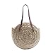 Produktbild Handgewebte Runde Rattan Handgewebt Umhängetasche  Modische Outdoor-Strand Strand Wasserpflanze Geflochtene Woven Strandtasche Dual-Zweck Reise Sling Bag Umhängetasche