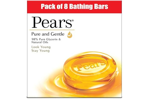 Pears Original Glycerin Soap Bar - Pure & Gentle Glow With 98% Pure Glycerin For Hydration & Glow With Plant Based Cleanser for Skin & Body Paraben-free 125gms x 8