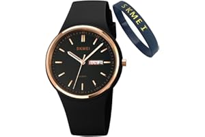 SKMEI Montres pour jeunes femmes femmes sport bande silicone grand visage grand visage étanche mode décontracté simple quartz analogique jour date filles cadeau blanc montre-bracelet