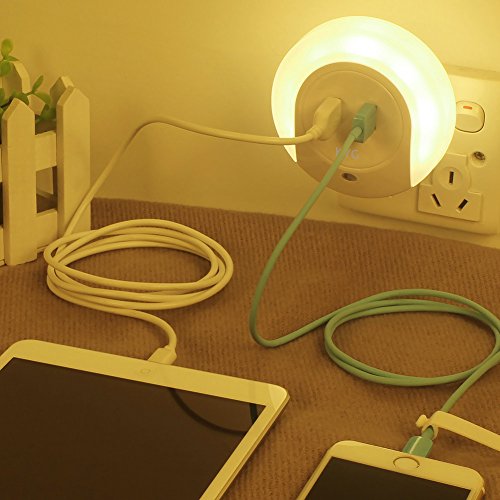 KYG LED Nachtlicht Mit Steckdose Dual USB Ladegerät Steckdosenlicht Sensor LED-Lampe für Flur Bad Schlafzimmer Wohnzimmer Küche Warmweiß - 7