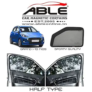 Able Sporty Half Car Magnetic Sun Shade Curtains for Hyundai Grand I-10 NIOS Set of 4