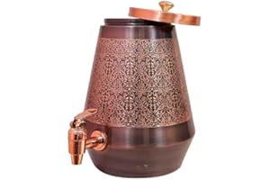 Amilav Collections Antike Kupfer-Wassermatka – 5 l | mit auffälligem geprägtem Gravur-Design | Kupfer-Wasserspeicherspender mit ayurvedischen Gesundheitsvorteilen | für Zuhause und Büro