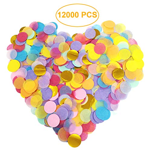 Inpion 12000 Stück 1 Zoll Mehrfarbige Runde Tissue Konfetti Confetti Tabellen Konfetti für Hochzeit Geburtstagsfeier Dekoration