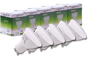 Jandei - Bombilla Led 7W GU10, Luz Blanca Fría 6000K - Paquete de 5 unidades - 650 Lúmenes, No Regulable (equivalente 27W halógeno) - Para interior - Vida útil de hasta 15 años