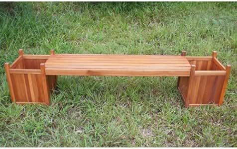 Amazon.de: Bank mit 2 Pflanzkübeln Eukalyptus Gartenbank Holzbank Parkbank