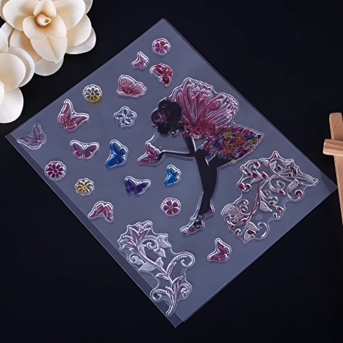 zhuotop Elegante Little Fairy Muster DIY Große transparent Gummi Stempel Seal DIY Craft Scrapbooking Decor - 4