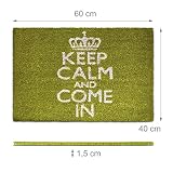 Relaxdays Fußmatte Kokos KEEP CALM 40 x 60cm Kokosmatte mit rutschfester PVC Unterlage Fußabtreter aus Kokosfaser als Schmutzfangmatte und Sauberlaufmatte Fußabstreifer für Außen und Innen Matte, grün - 4
