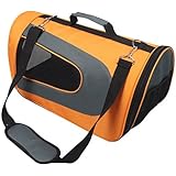 Luxus Weiche Seite Katzen Tasche [Von Fluggesellschaften TSA zugelassen] - Tier Reise Tragbar Transportbox für, Katzen, kleine Hunde und Welpen von Pet Magasin [Große Orange]