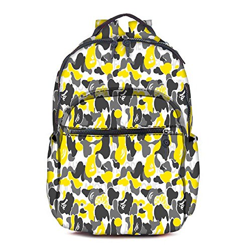 Snoogg Bape Camo Camouflage 2751 Printed Vintage Durable Poly Cotton Canvas Satchel Backpack Tablet Rucksack Shoulder School Gym Book Bag Travel Hiking Bag Gift for Teenage Girls/Boys (Blue)