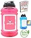 Produktbild SERIOUS SPORTS Premium Water Jug 2,2 l | große Trinkflasche XL mit Aufbewahrung für Schlüssel, Karte und Geld | XXL Gym-Bottle in blau oder pink | super große Sportflasche mit Schraubdeckel, Flip-Cap & Depot | DEHP & BPA frei | 2200 ml Fassungsvermögen | große Wasserflasche XL ideal für Fitness, Sport, Yoga, Gym, Cross-Fit, Body-Building, Freizeit, Muskelaufbau und zum Abnehmen | das perfekte Ostergeschenk | inklusive E-Book „Kochen & backen mit Proteinpulver“