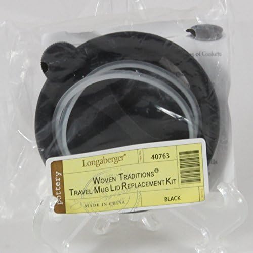 Longaberger Woven Traditions Travel Mug Lid Replacement Kit, Black (40763) by Longaberger Pottery
