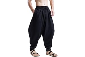 AITFINEISM Pantaloni Harem da Uomo Comodi Pantaloni Elastici in Vita Moda Tinta Unita Casual Yoga Hippies Pantaloni