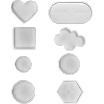 Moules Silicone Résine Epoxy EUDUQ - 3 Pièces (cercle, Ovale, Pentagone), Pour Sous-verres, Bougeoirs, DIY