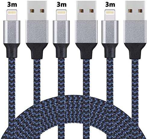 Lightning Cable, iPhone Charger Cable 3m/10ft SURWELL iPhone Cable 3 Packs For iPhone X/ 8/ 7 / 6 / SE / 5s and More (BlackBlue)