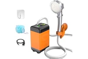 KUWUNG Portable Shower Camping, Electric Outdoor Camping Shower With Pump 6000mah And Temperature Display, Outdoor Travel Shower For Outdoor&Indoor Shower, Camping, Hiking, Travel