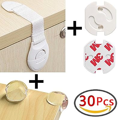 VOOA Sécurité Enfant 30 Pièces (Protege Coin Table, Sécurité Serrures, Cache Prises) Protection Bébé VOOA