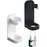 XALFST Porta Spazzolino Elettrico da Muro 2 Pezzi Nero e Bianco, Supporto Adesivo Ultra Forte con Vano Drenaggio Rapido, Salv