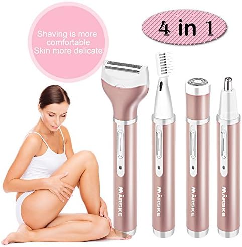 Lady Shaver Bikini Trimmer Women - MeineBeauty 4 in 1 USB Rechargeable Bikini Trimmer Eyebrow Trimmer Nose Trimmer Facial Beard Armpit Private Hair Removal Flawless Painless Epilator for Women