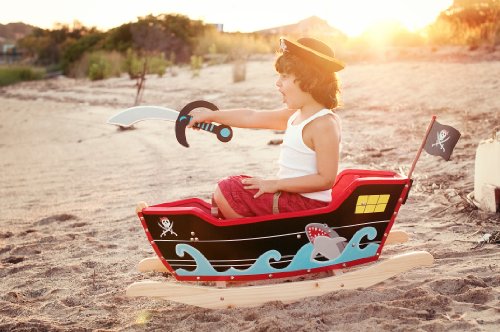 Teamson Kids Rocking Pirate Ship Including Hat, Sword and Scoop