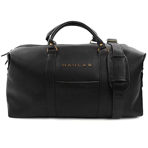 Reisetasche, Schwarz – Weekender Handgepäck Duffel Travelbag [Messing Verzierung] - 23,6 Liter