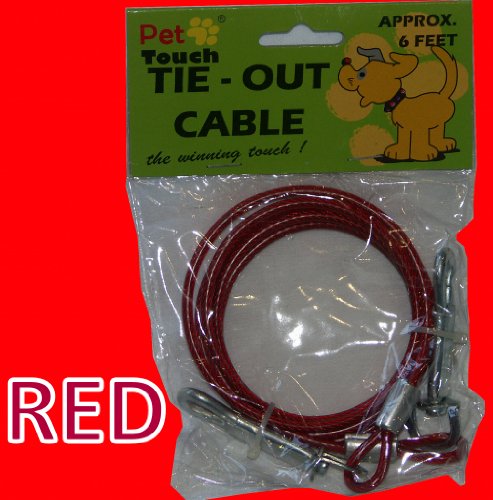 RED-DOG-ANIMAL-PET-GARDEN-TIE-OUT-CABLE-GROUND-SPIRAL-SCREW-STAKE-STRONG-WIRE-LEAD