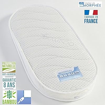 Atelier de Morphée Matelas couffin 30x70 6cm ovale confort croissance