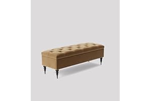 AZ Interiors Royal Furniture Chesterfield Ottoman Storage Box Bench – Upholstered Velvet End of Bed Bench, Footstool Coffee Table, Large Blanket Box & Window Seat