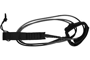 VGEBY Laisse de Surf 5 Couleurs TPU 6ft 5.5mm Laisse de Planche de Surf avec Fermeture à Crochet et Boucle Double Pivot en métal(Noir)