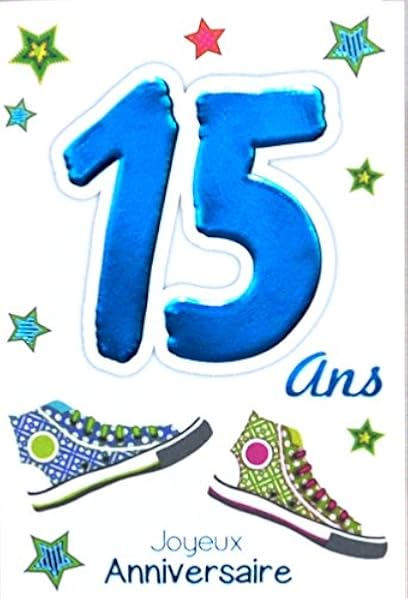 Age Mv 69 15 Carte Joyeux Anniversaire 15 Ans Ados Garcon Fille Motif Baskets Etoiles Stars Amazon Fr Fournitures De Bureau