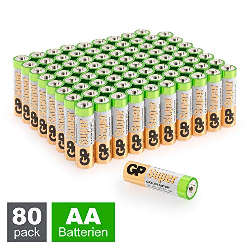 GP Batterien AA (Mignon, LR6) 1.5V, 80 Stück Großpackung, Super Alkaline Longlife Technologie, 8X 10er Pack