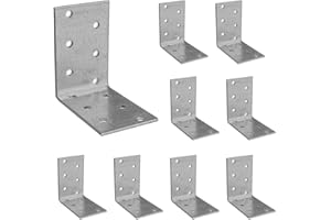 VHG Schwerlast Winkelverbinder 10er Set (60 x 60 x 40 x 2) - 90 Grad L Klammern Eckwinkel, Verzinkt Holzverbinder, Verstärkt Schwerlast Winkel Stütze für Holz- Bauwinkel für Möbelverbinder